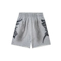 Mixed Emotion Grey Washed Gothic Graphic Sweat Shorts